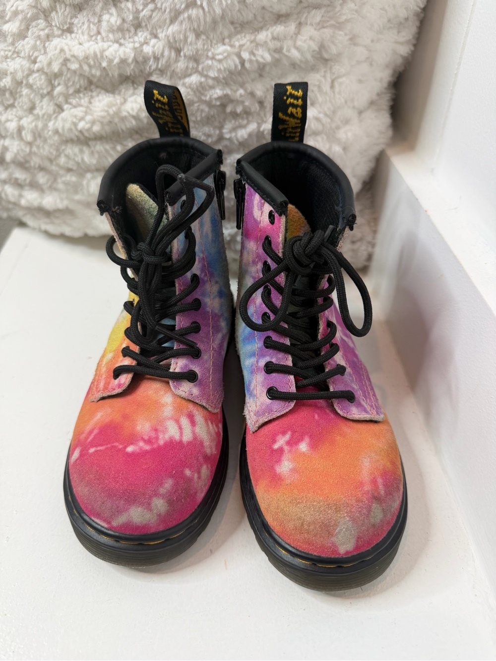 Dr. Martens Kids Multicolor Tie-Dye Combat Boots